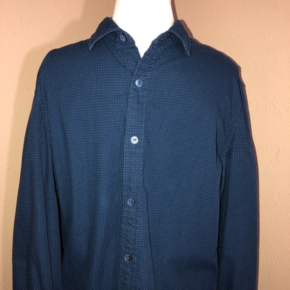DENIM & FLOWER Tiny Dots Print Button Down Long Sleeve Shirt Size M - Picture 3 of 8